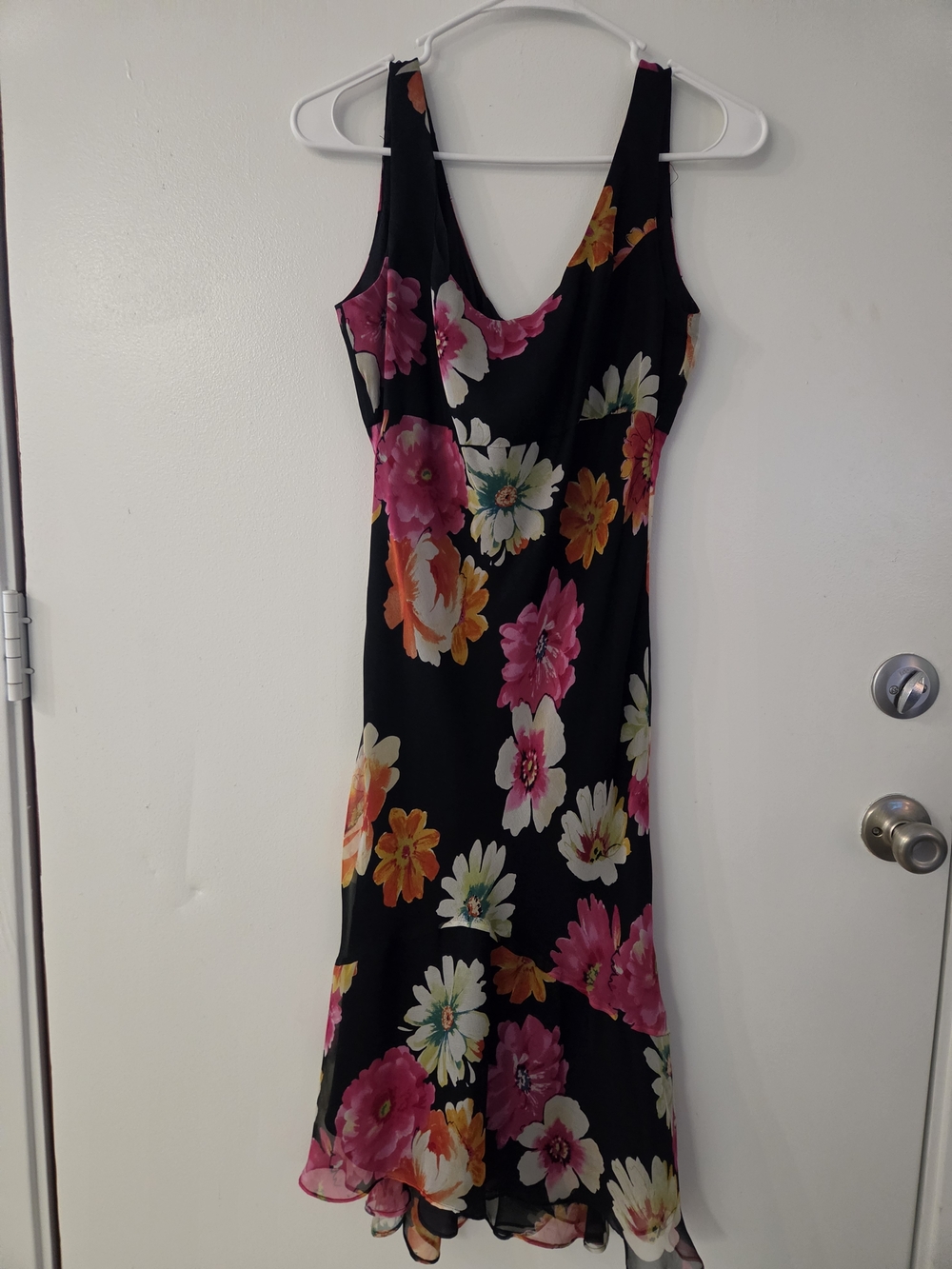 Robbie Bee Silk Black Floral Dress